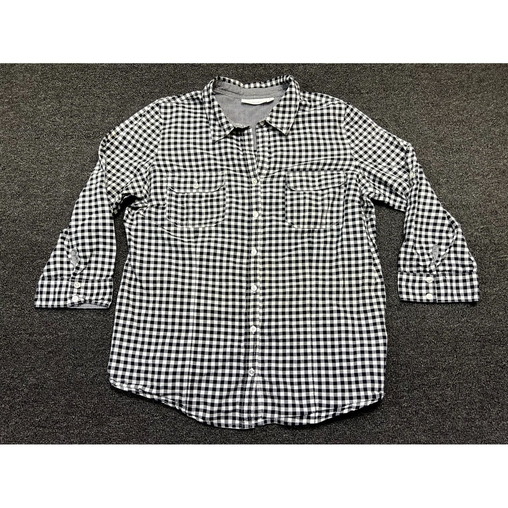 St. John's Bay Shirt Womens Large Multicolor Gingham Check Cotton Button Up
